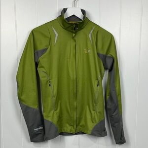 Mountain Hard Wear Womens Windstopper Jacket SP Green Gray Zip Pockets High Neck
